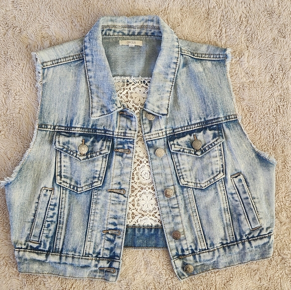 Chiqle Girls Junior Jean Blue Jacket Vest Sz L - Picture 2 of 13